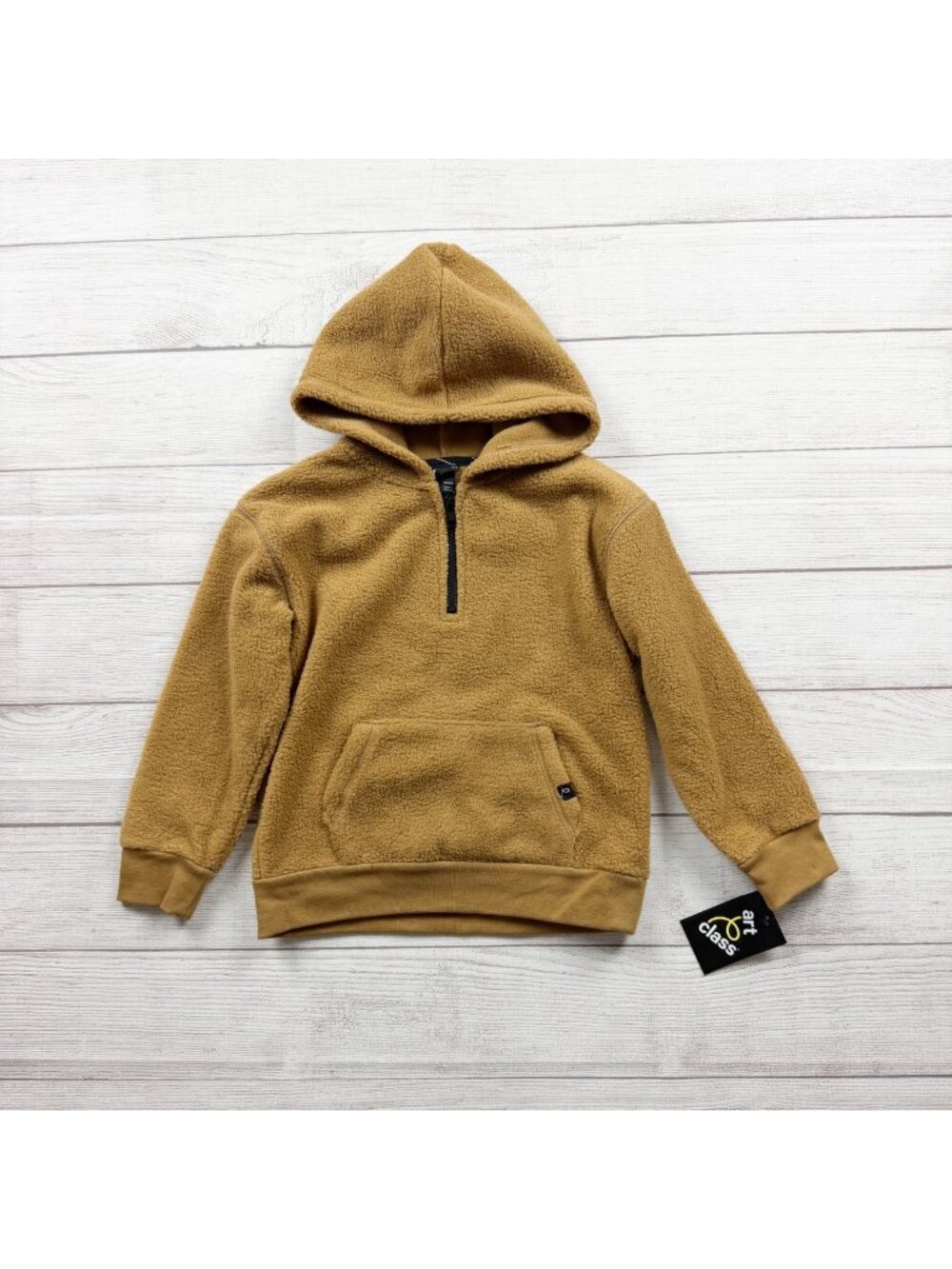 Art Class Kids Sherpa Hoodie Brown Pullover Kangaroo Pocket NWT XS 4-5
